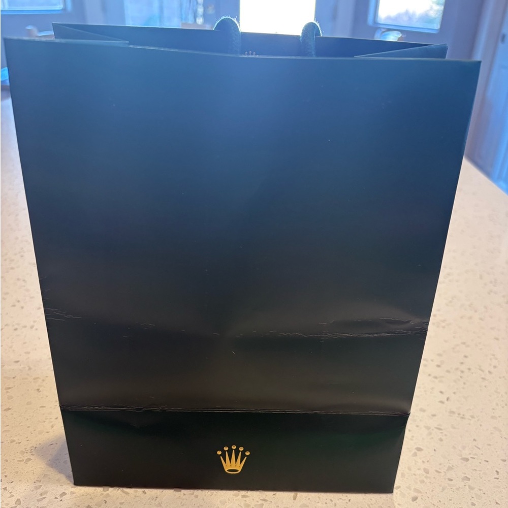 Rolex Green Mens Gift Bag With Gold Crown Logo